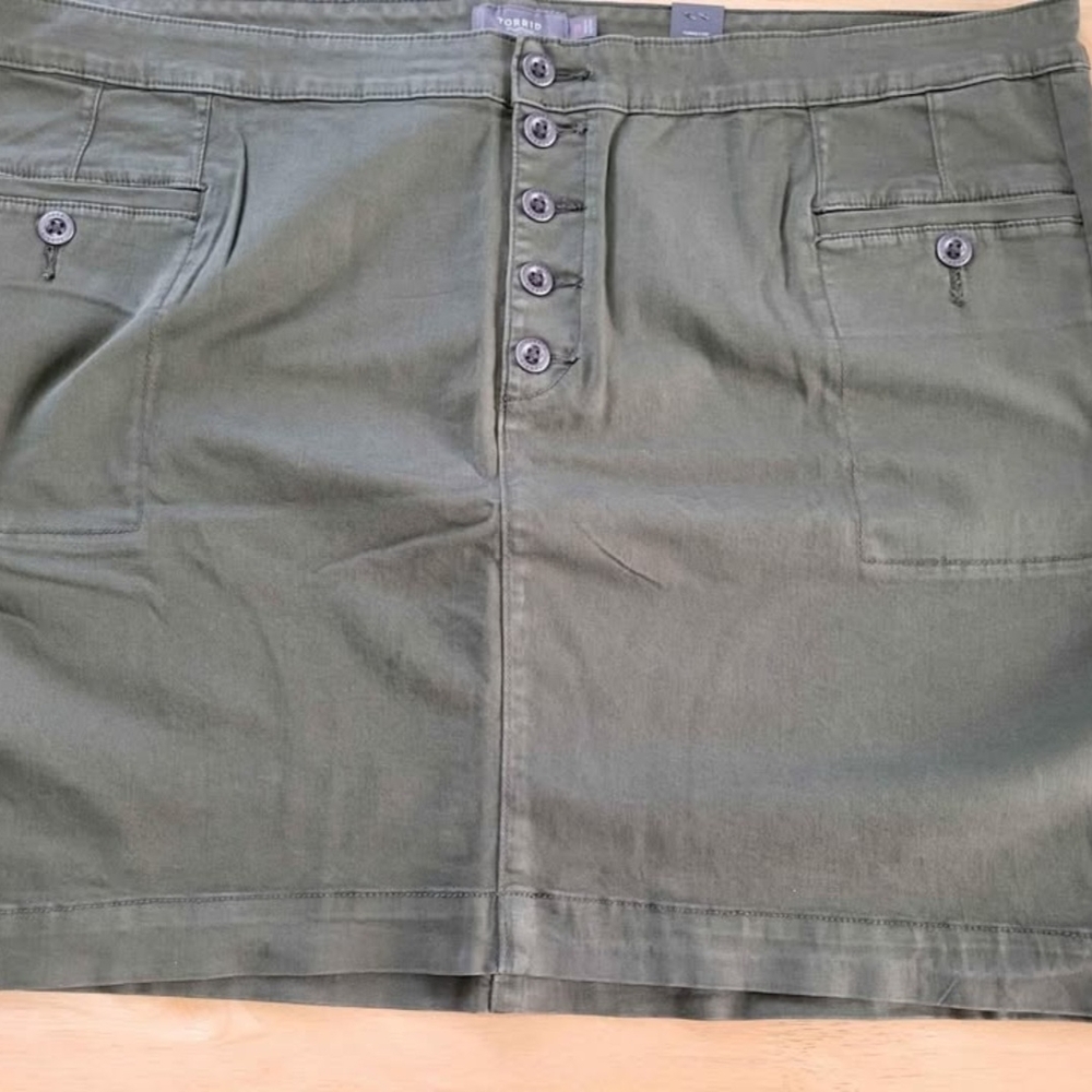 Olive Green Button-Front Skirt By Torrid Size 26